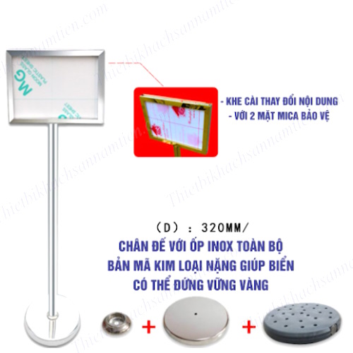 Bảng Chỉ Dẫn - Bảng Thông Tin Inox 2 Mặt Khổ A4 Ngang