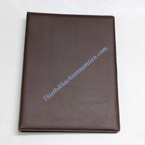Bìa Da Thông Tin Khách Sạn Directory Màu Nâu Có Thanh Kẹp Còng