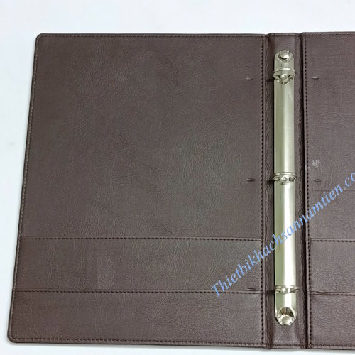 Bìa Da Thông Tin Khách Sạn Directory Màu Nâu Có Thanh Kẹp Còng