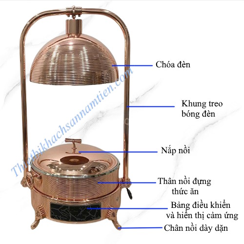 Bộ Đèn Hâm Nóng Thức Ăn Kèm Nồi Hâm Buffet Inox