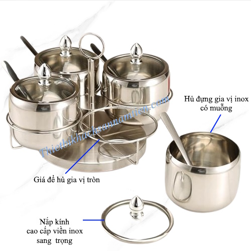 Bộ Đựng Gia Vị Bằng Inox 4 Ngăn NT0309181