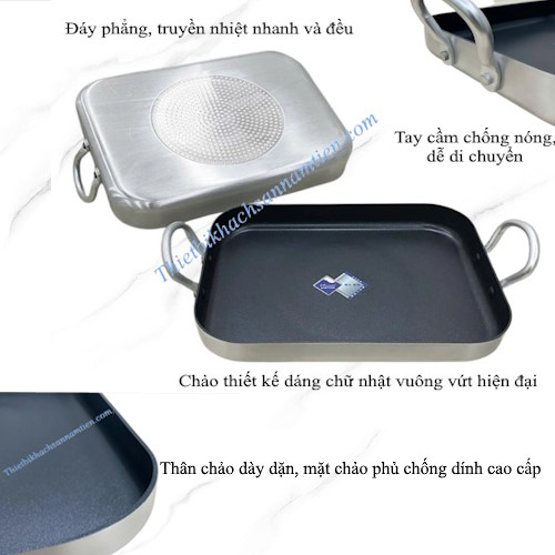 Chảo Chống Dính Chữ Nhật 2 Quai Cầm Lớn NT0703059 (450x350mm)