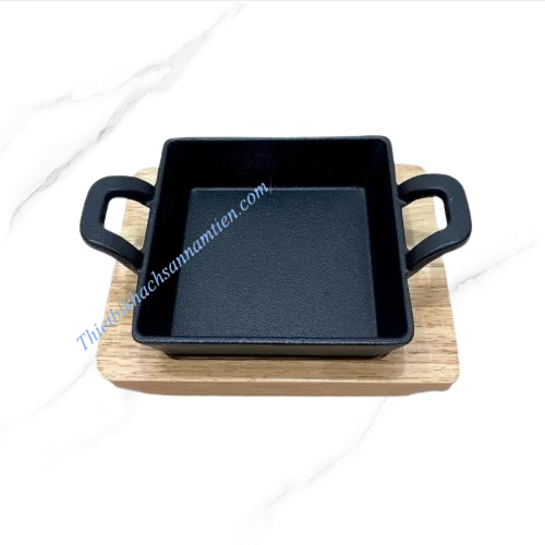 Chảo Gang Nướng Hình Vuông 2 Quai Size 12.5cm