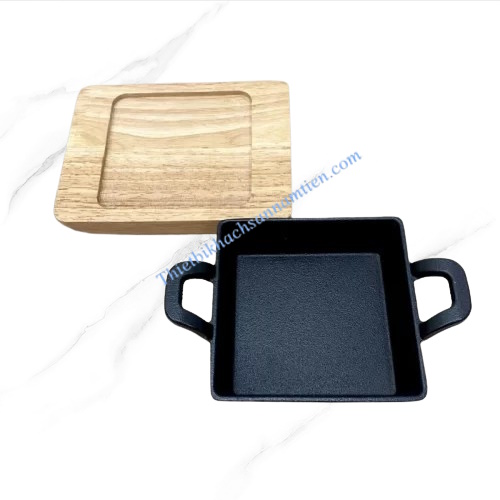 Chảo Gang Nướng Hình Vuông 2 Quai Size 12.5cm