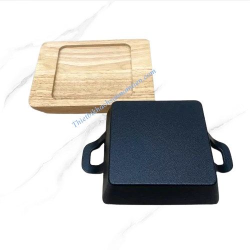 Chảo Gang Nướng Hình Vuông 2 Quai Size 12.5cm