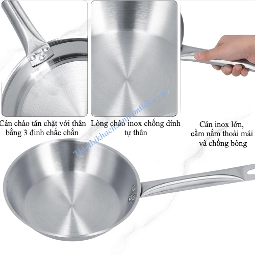 Chảo Inox 3 Đáy Cao Cấp Size 28cm NT0703065
