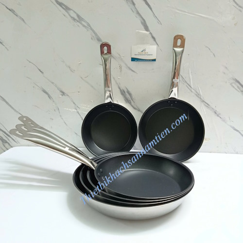 Chảo Inox Phủ Chống Dính Đáy Cao Cấp Nhiều Size Cán Dài