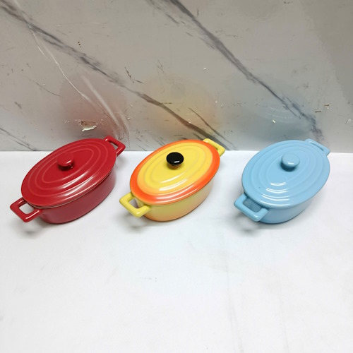Chén Sứ Oval Có Nắp Trang Trí, Đựng Gia Vị Tiệc Buffet