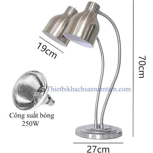 Đèn hâm nóng thức ăn 2 bóng inox