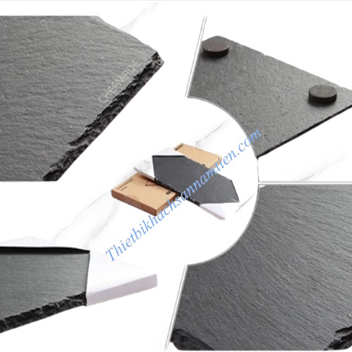 Đĩa Đá Đen, Tấm  Đá Phiến Decor Tiệc Buffet [500 x x300x 8mm] NT0310042