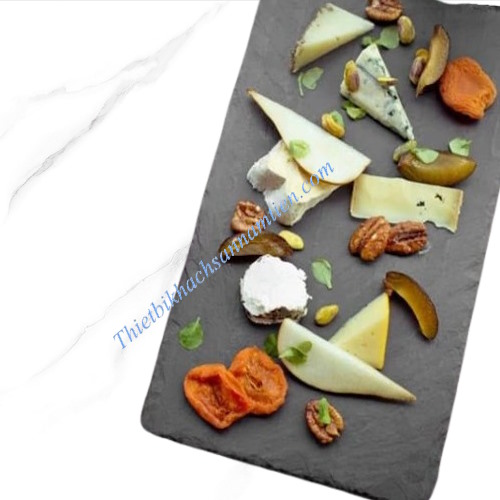 Đĩa Đá Đen, Tấm  Đá Phiến Decor Tiệc Buffet [500 x x300x 8mm] NT0310042