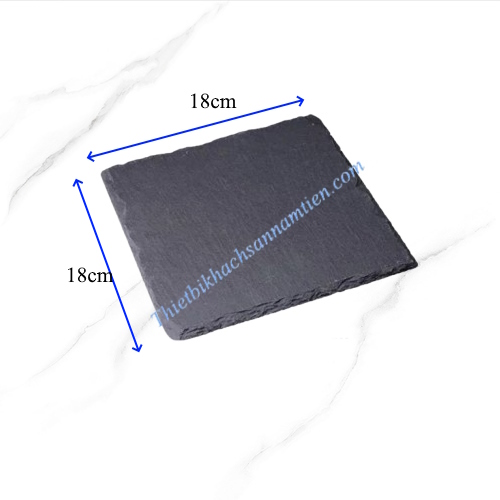Đĩa Đá Phiến Đen Tự Nhiên Vuông Decor Món Ăn [180*180*8mm] NT0310044