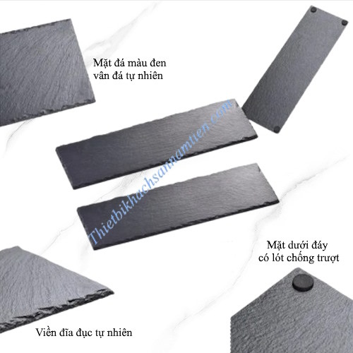 Đĩa Đá Phiến Đen, Tấm Đá Đen Chữ Nhật [400*150*7mm] NT0310038