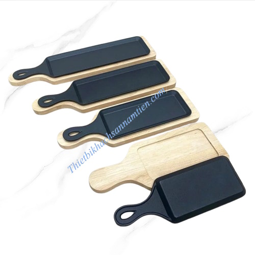 Dĩa Gang Nướng Chữ Nhật Đúc Có Tay Cầm [Size 33x11.5cm]