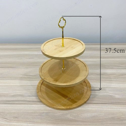 Khay Kệ Gỗ 3 Tầng Tròn Trưng Bày Bánh Kẹo