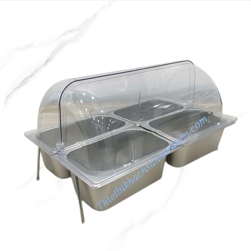 Kệ Trưng Bày Buffet Nắp PC 4 Ngăn [4 Khay GN 1/4*100]