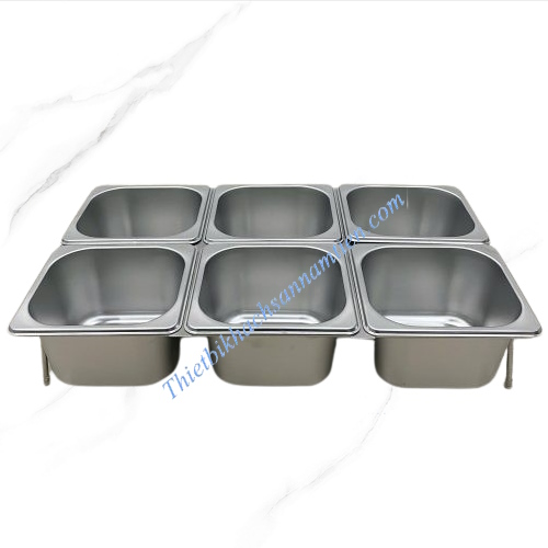 Kệ Trưng Bày Buffet Nắp PC 6 Ngăn [6 Khay GN 1/6*100]