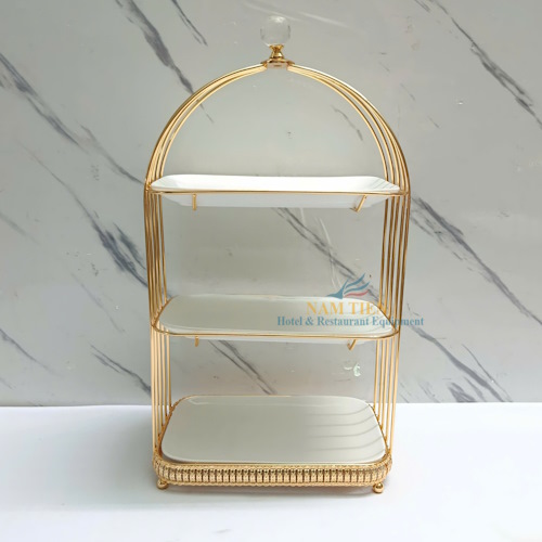 Khay Kệ Bánh Chữ Nhật 3 Tầng Dĩa Sứ NT0309136