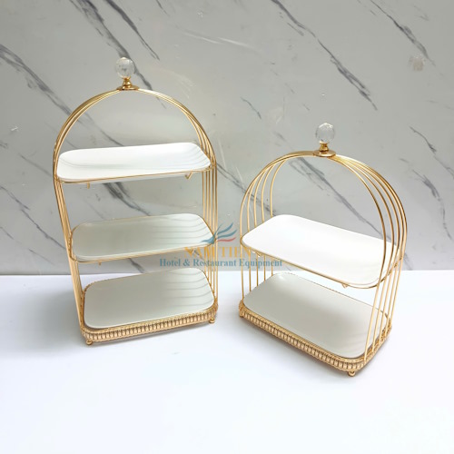 Khay Kệ Bánh Chữ Nhật 3 Tầng Dĩa Sứ NT0309136