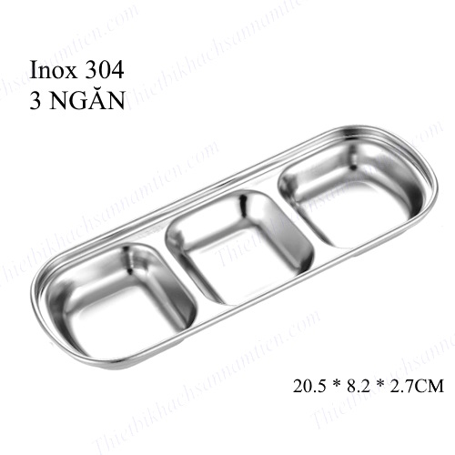 Khay, Dĩa, Chén Inox 304 Đựng Gia Vị Chấm Hàn Quốc 1,2,3,4 Ngăn