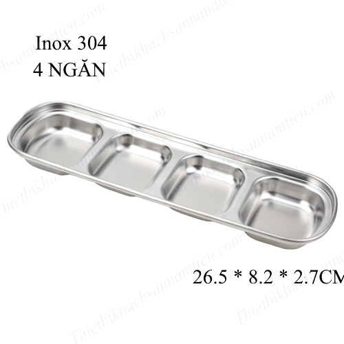 Khay, Dĩa, Chén Inox 304 Đựng Gia Vị Chấm Hàn Quốc 1,2,3,4 Ngăn