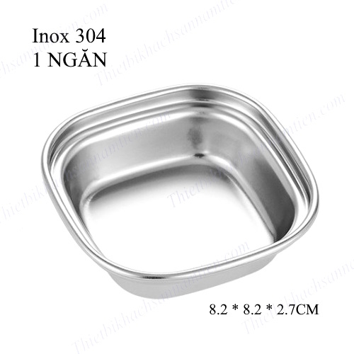 Khay, Dĩa, Chén Inox 304 Đựng Gia Vị Chấm Hàn Quốc 1,2,3,4 Ngăn