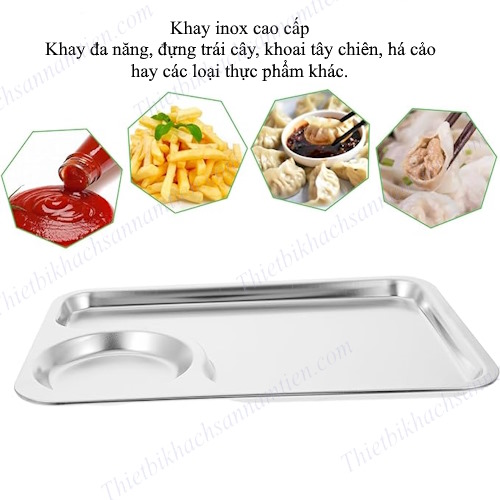 Khay Đựng Đồ Ăn Inox 2 Ngăn - Khay Inox Hàn Quốc NT0416018