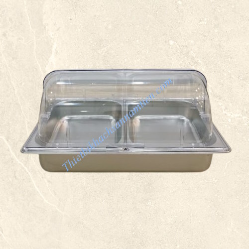 Khay Trưng Bày Thức Ăn 2 Ngăn Nắp PC