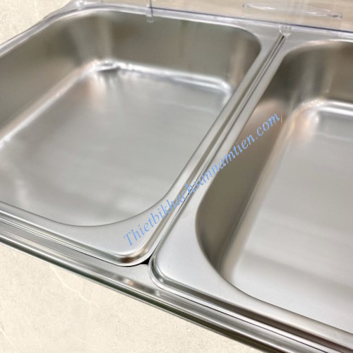 Khay Trưng Bày Thức Ăn 2 Ngăn Nắp PC