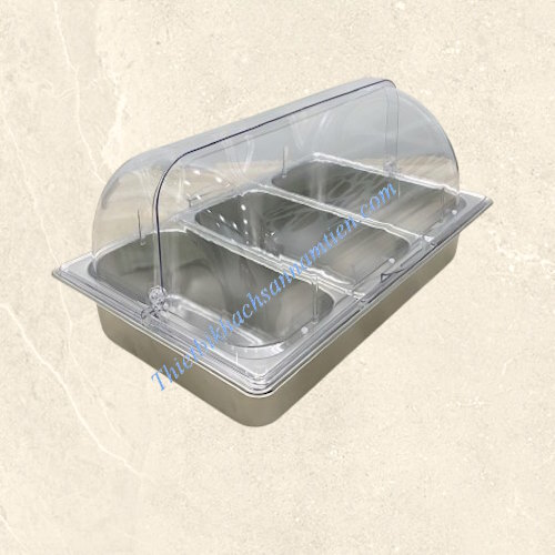 Khay Trưng Bày Thức Ăn Buffet 3 Ngăn Nắp PC