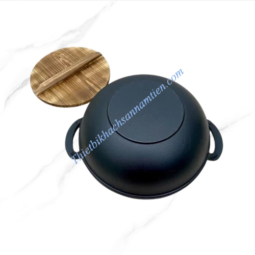 Nồi Gang 2 Quai Nắp Gỗ Nhỏ Size 20CM