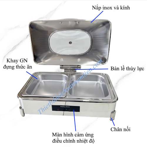 Nồi Hâm Buffet Điện Bảng Điều Khiển Cảm Ứng CN Nắp Kính