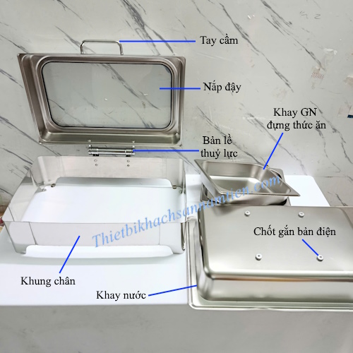 Nồi Hâm Buffet Điện Chữ Nhật 2 Ngăn Nắp Kính NT0301152