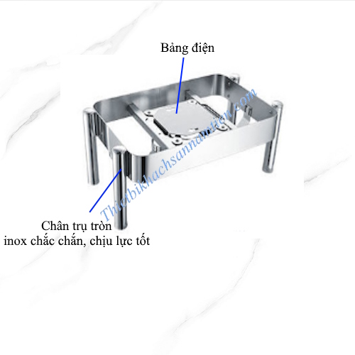 Nồi Hâm Buffet Điện Chữ Nhật Inox 304 2 Ngăn Chân Trụ