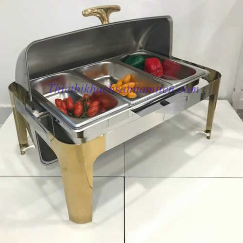 Nồi Hâm Buffet Chữ Nhật Inox Vàng NT0310051