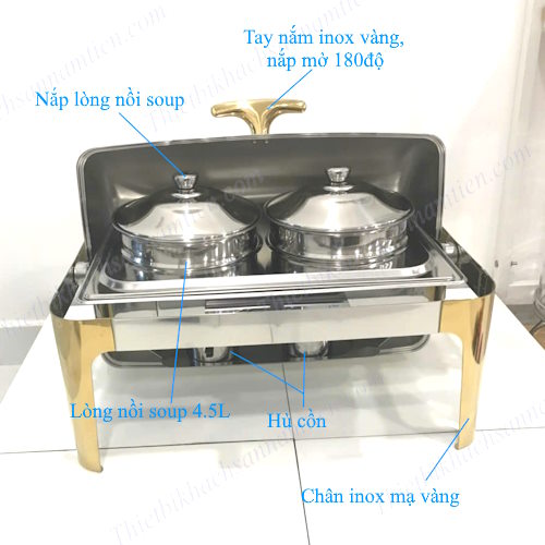 Nồi Hâm Soup, Cháo Đôi Chân Inox Vàng Dung Tích 9L NT0315012