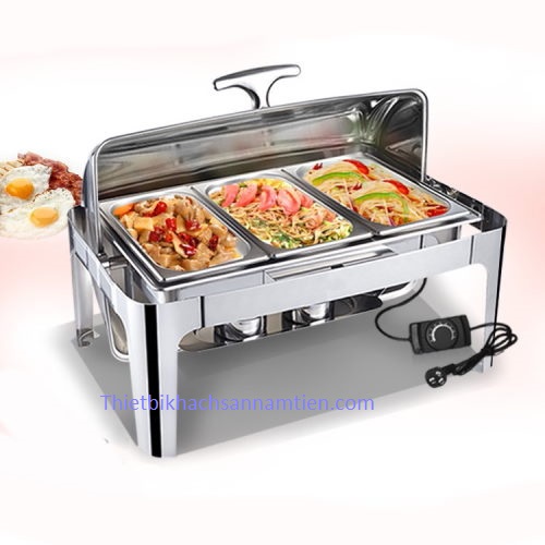 Nồi hâm thức ăn buffet chữ nhật 3 ngăn