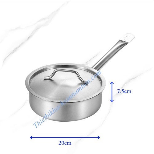 Nồi Nấu Sốt Inox 3 Đáy Thân Thấp Size 200 x H75mm NT0702054