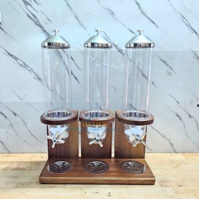 Bình Đựng Ngũ Cốc 3 Ngăn Chân Gỗ 12L Tiệc Buffet NT0314018