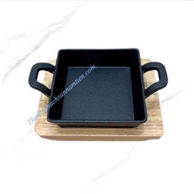 Chảo Gang Nướng Hình Vuông 2 Quai Size 12.5cm