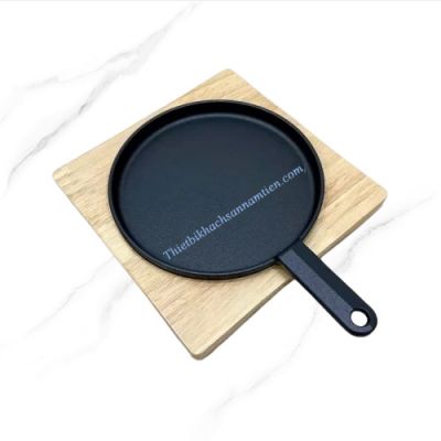 Chảo Gang Tròn, Chảo Gang Nướng Pizza 1 Tay Cầm 18CM