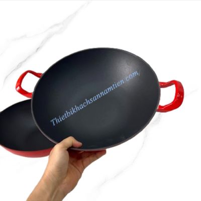 Chảo Gang Tròn Tráng Men Đỏ Size 36cm NT0710031