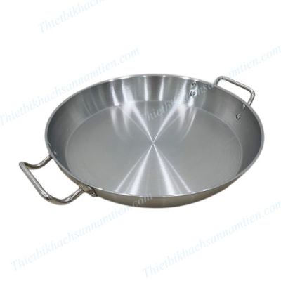 Chảo Inox Trắng 3 Đáy 2 Quai Size 40CM