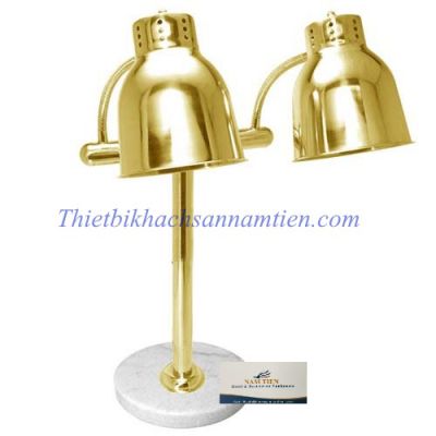 Đèn Hâm Nóng Thức Ăn Inox Vàng Chân Đá 2 Bóng