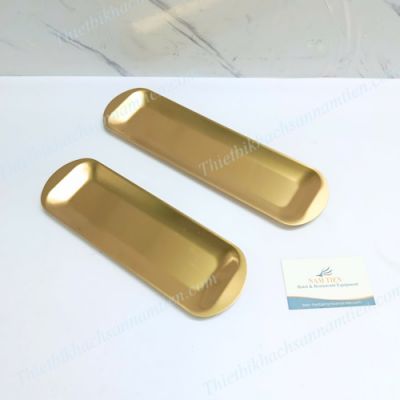 Dĩa Inox, Khay Inox Mạ Vàng Chữ Nhật Trưng Bày Thức Ăn NT0416065