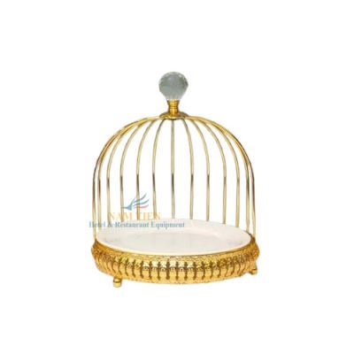 Kệ Bánh Lồng Chim 1 Tầng, Kệ Lồng Chim Mạ Vàng Đầu Pha Lê