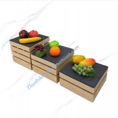Kệ Gỗ  Tấm Đá Đen Trưng Bày Thức Ăn Buffet 2,3,4 Tầng