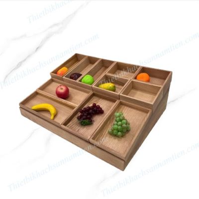 Kệ Gỗ 11 Ngăn, Khay Gỗ Trưng Bày Bánh Mì, Trái Cây 