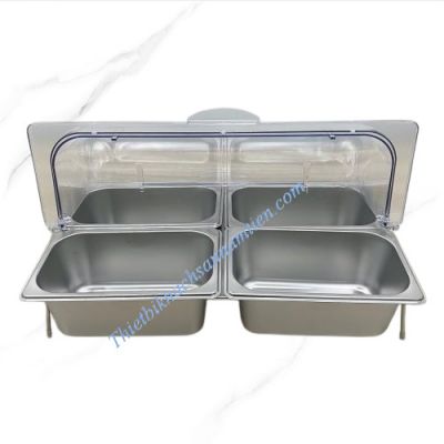 Kệ Trưng Bày Buffet Nắp PC 4 Ngăn [4 Khay GN 1/4*100]