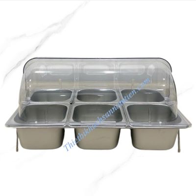 Kệ Trưng Bày Buffet Nắp PC 6 Ngăn [6 Khay GN 1/6*100]